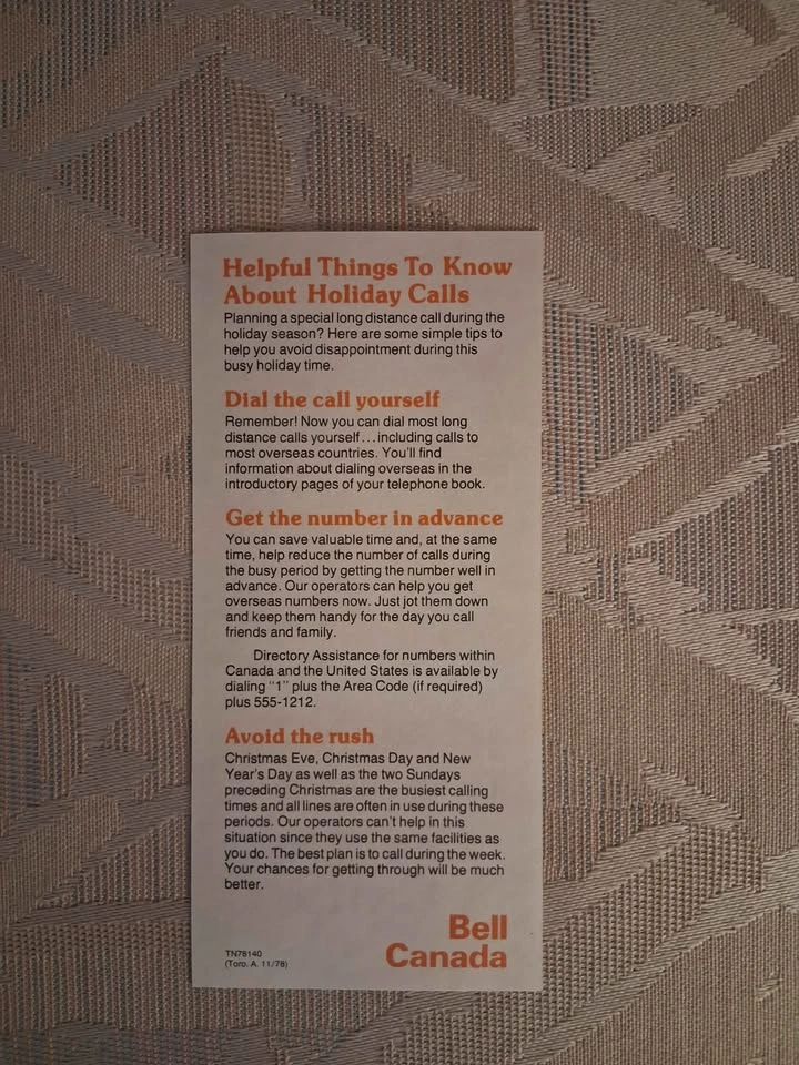 Vintage 1978 Bell Canada Telephone Pamphlet - Holiday Calls - photo 2
