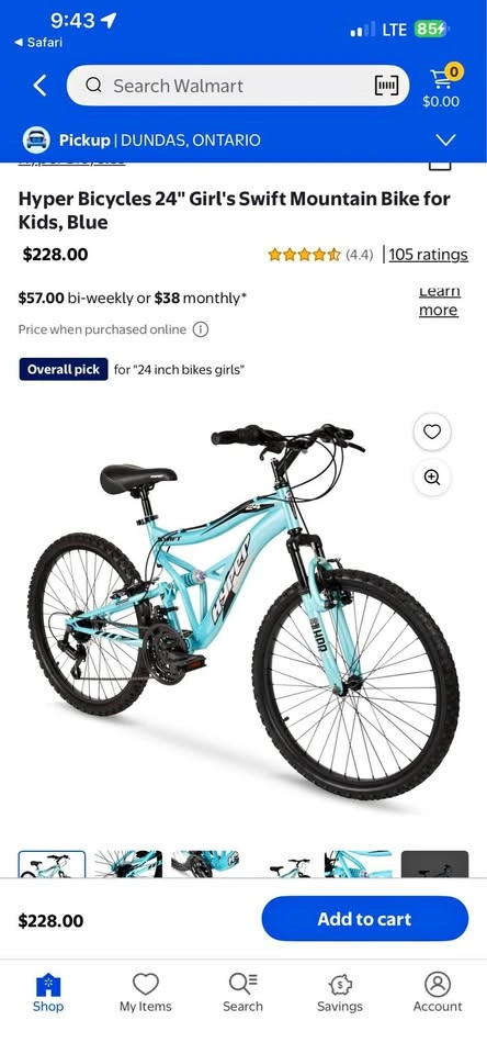 Hyper Bicycles 24" Girl's Swift Dual Suspension Mountain Bike