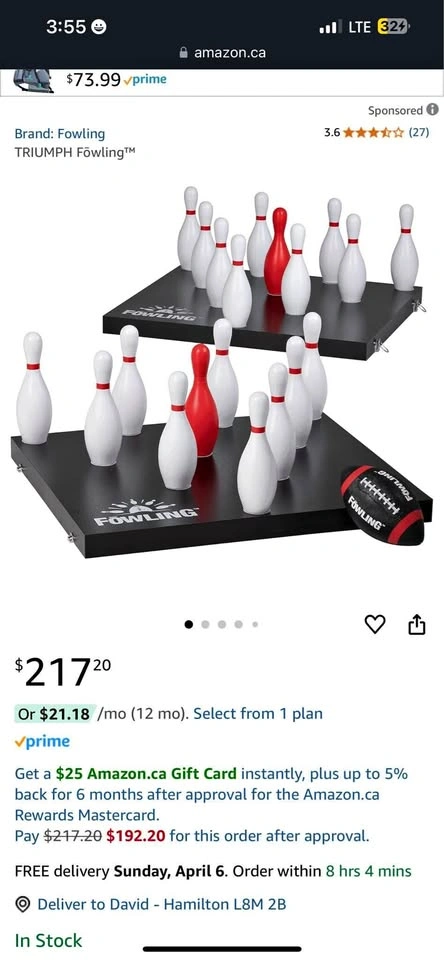 Brand new Triumph Sports FōwlOn! football bowling game