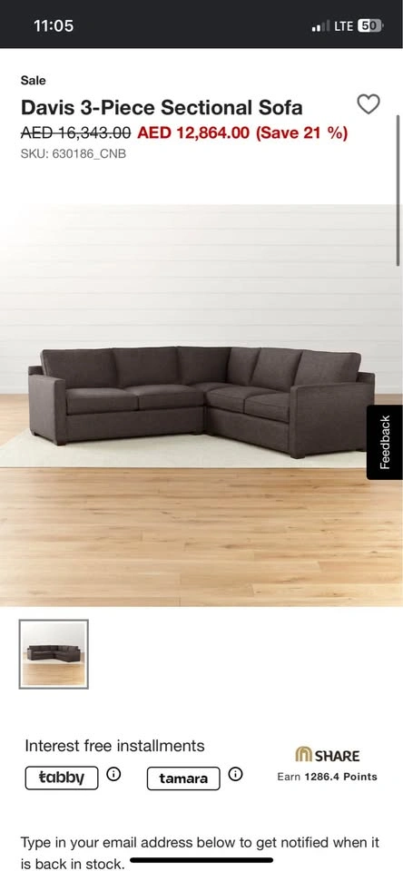 [EXCELLENT CONDITION] Crate & Barrel Davis L-Shaped Sofa - photo 5