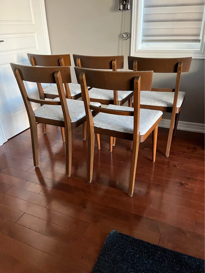 Set of 5 Mid-Century Modern Walnut Dining Chairs by Knechtel - photo 2