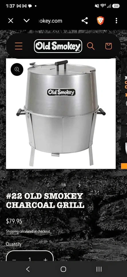 Old Smokey Jumbo Charcoal Grill Model 22