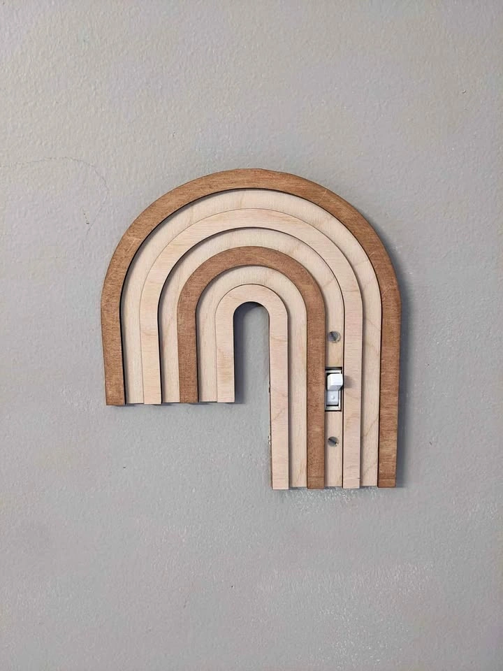 Rainbow wood light switch cover