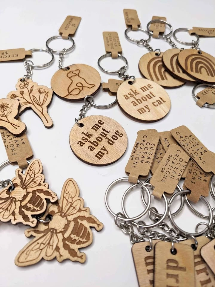 Engraved wood keychains