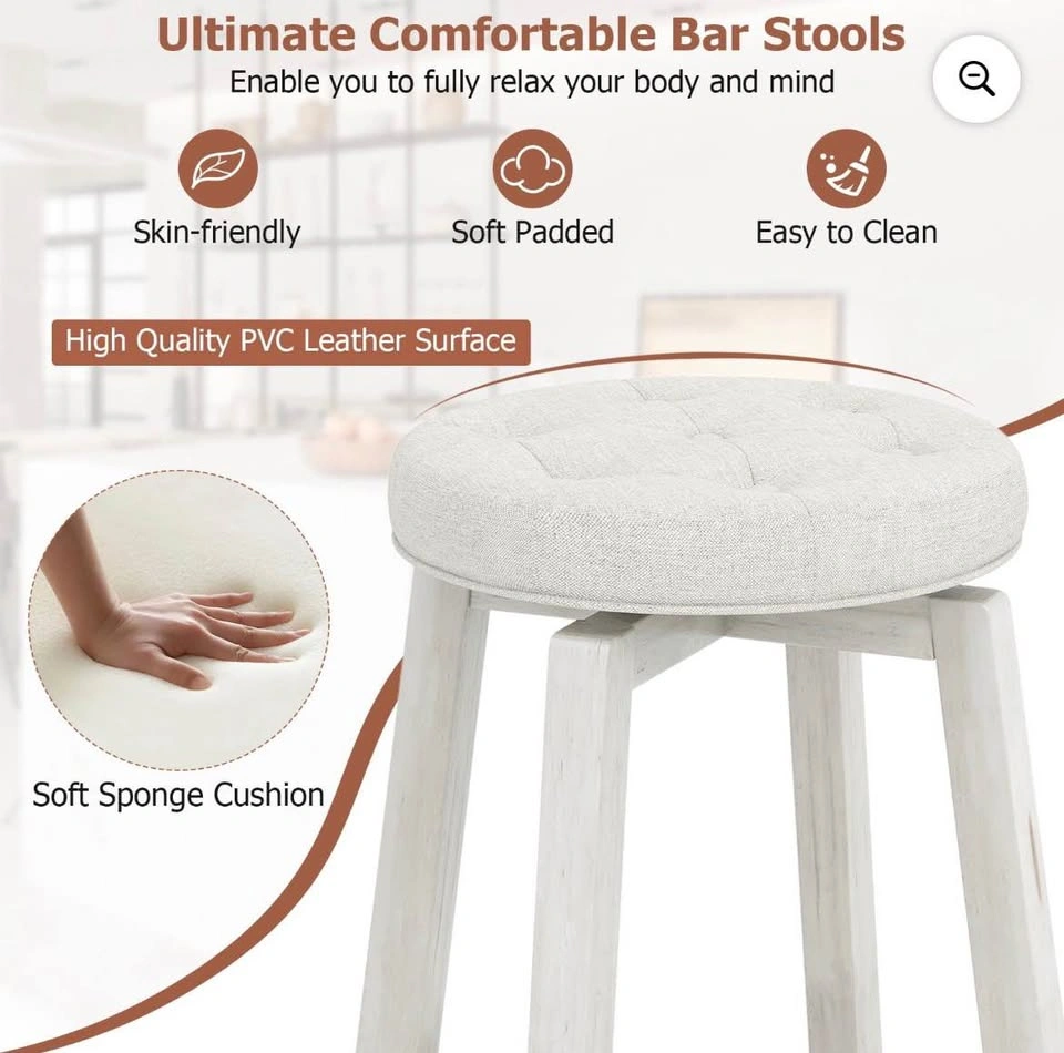 Costway 30" Swivel Upholstered Bar Stools (Set of 2) – New - photo 4