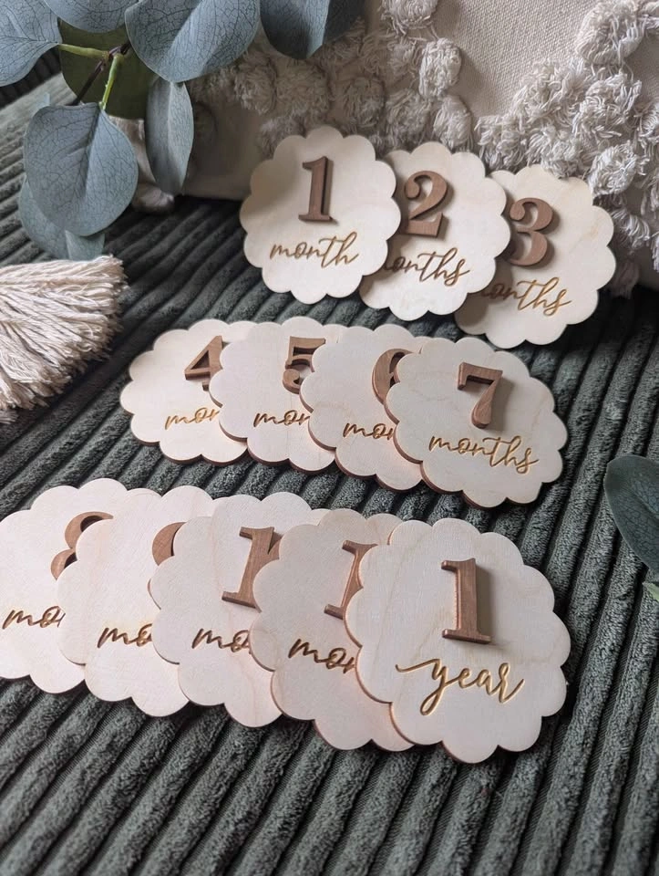 Wooden Baby Monthly Milestone Markers Set - photo 2