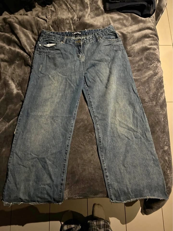 Wide leg light wash jeans