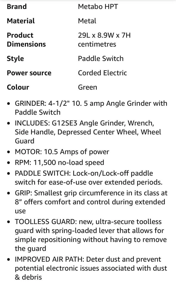 Metabo HPT 4 1/2” grinder - photo 4