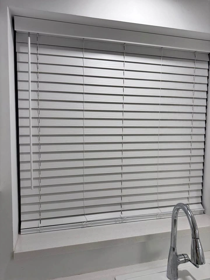 White Faux Wood Cordless Blinds