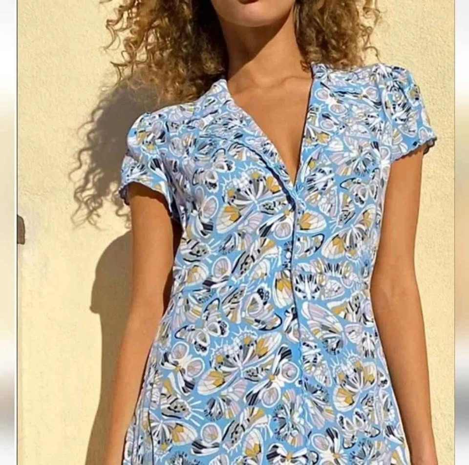 Size S Aritzia butterfly print Vida blue Y2K minidress
