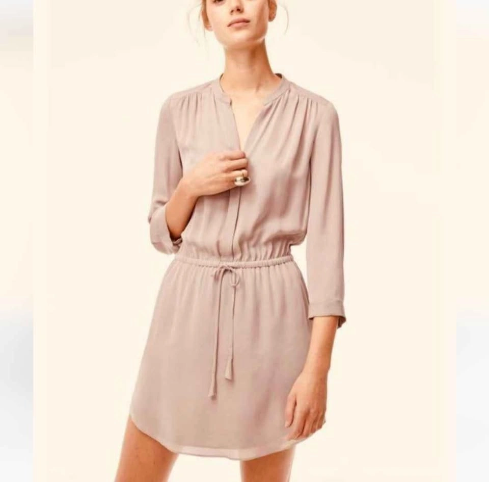 Size XXS 100% silk Aritzia Babaton cream patterned Bennett dress - photo 2