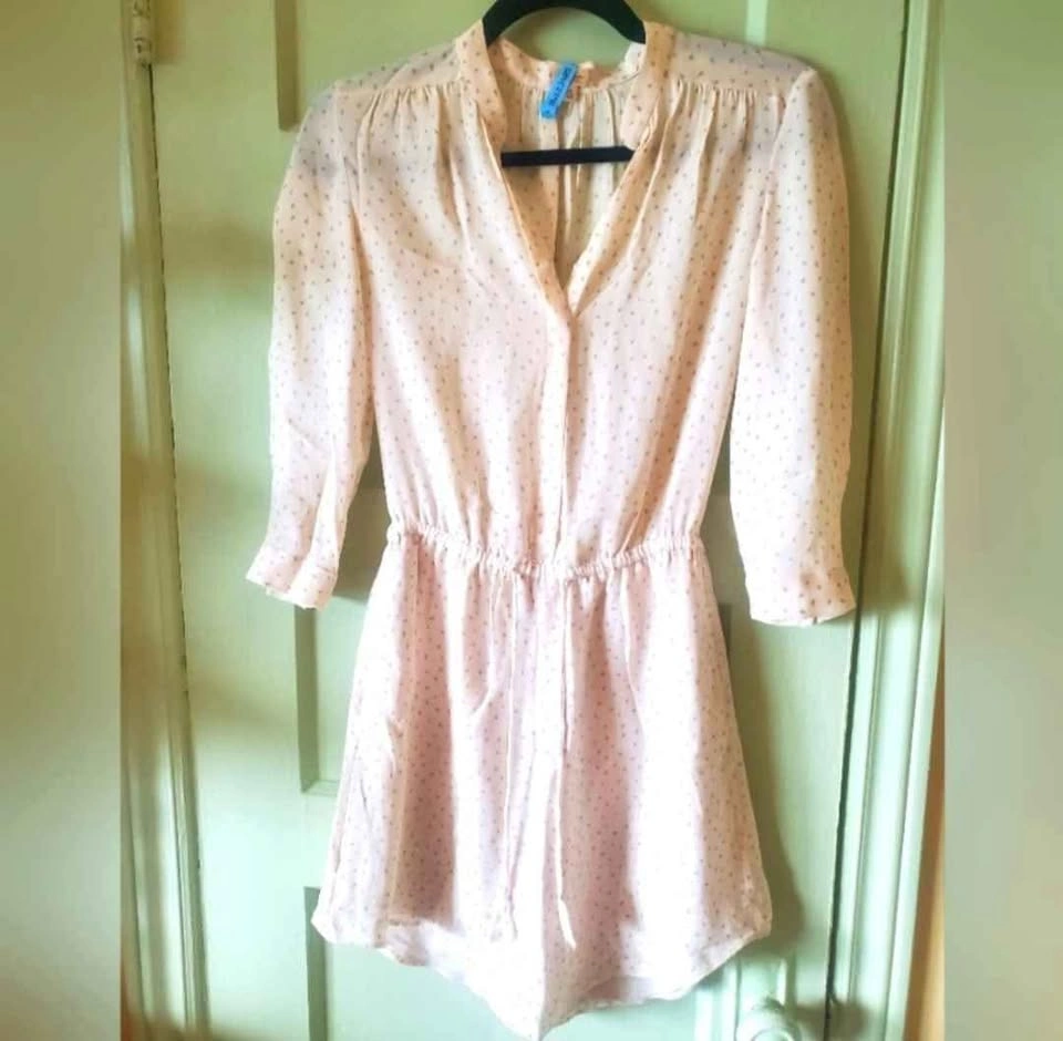 Size XXS 100% silk Aritzia Babaton cream patterned Bennett dress - photo 3