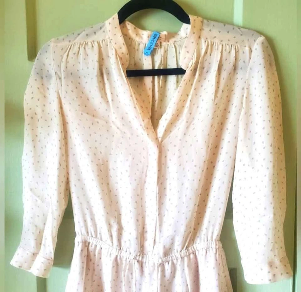 Size XXS 100% silk Aritzia Babaton cream patterned Bennett dress - photo 5