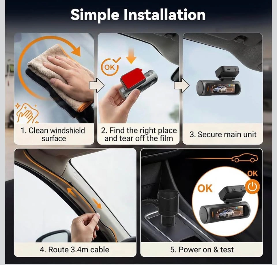 4K Dual Dash Cam Front and Rear, 3.19" Screen with WiFi - photo 3