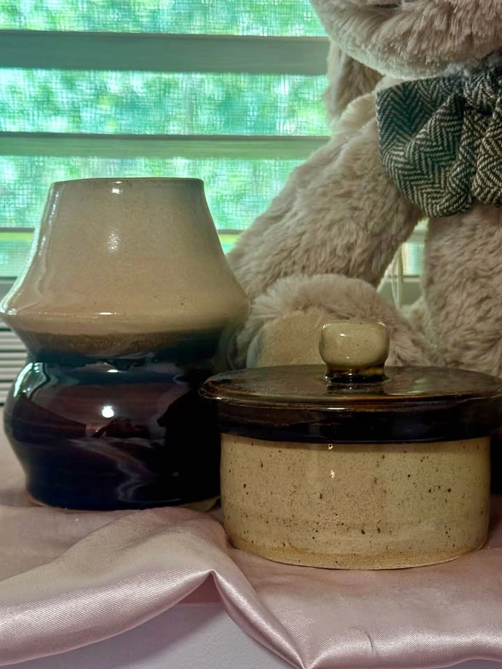 Ceramic Vase & Lidded Jar Set