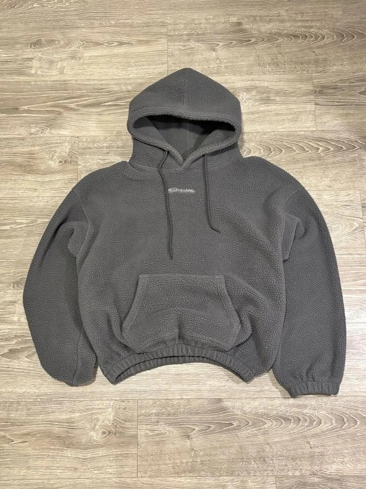 Off The Label Oversized Grey Fleece Hoodie