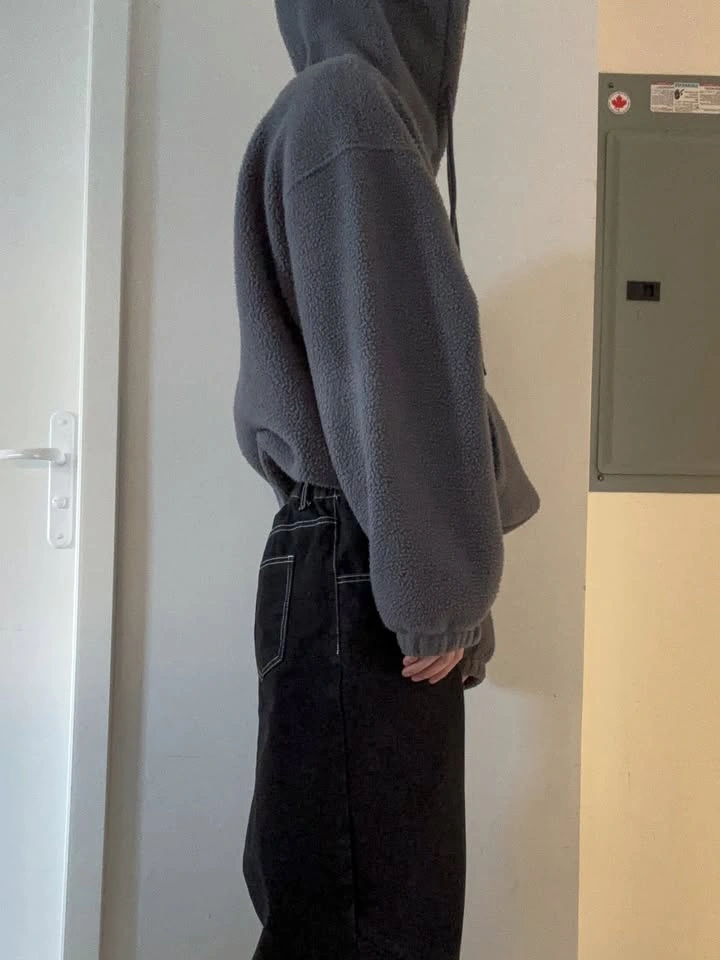 Off The Label Oversized Grey Fleece Hoodie - photo 5