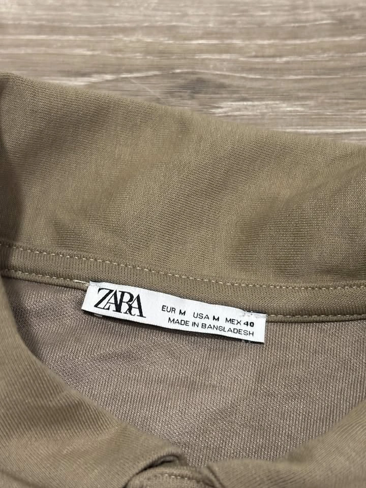Zara Khaki Short Sleeve Polo Shirt - photo 3