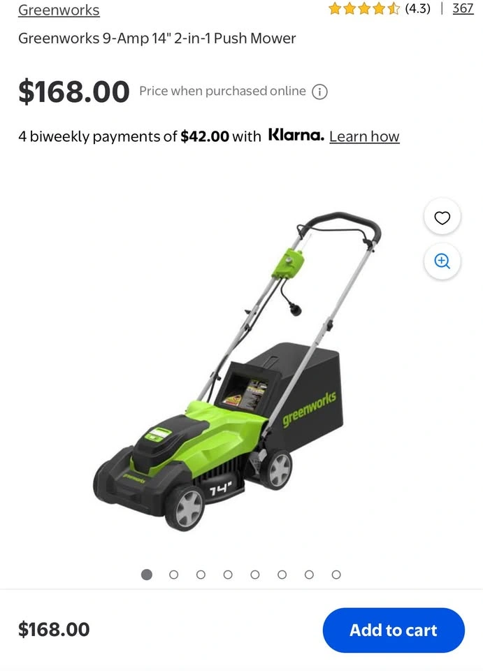 Greenworks 14" Corded Electric Lawn Mower - photo 2
