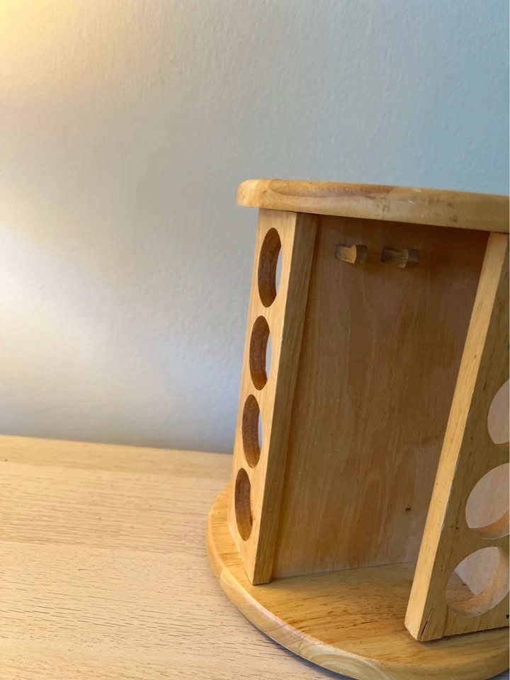 Wooden Rotating Spice Rack vintage style real wood - photo 3