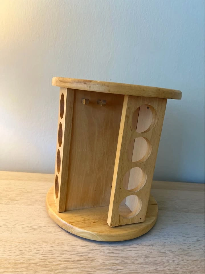 Wooden Rotating Spice Rack vintage style real wood - photo 5