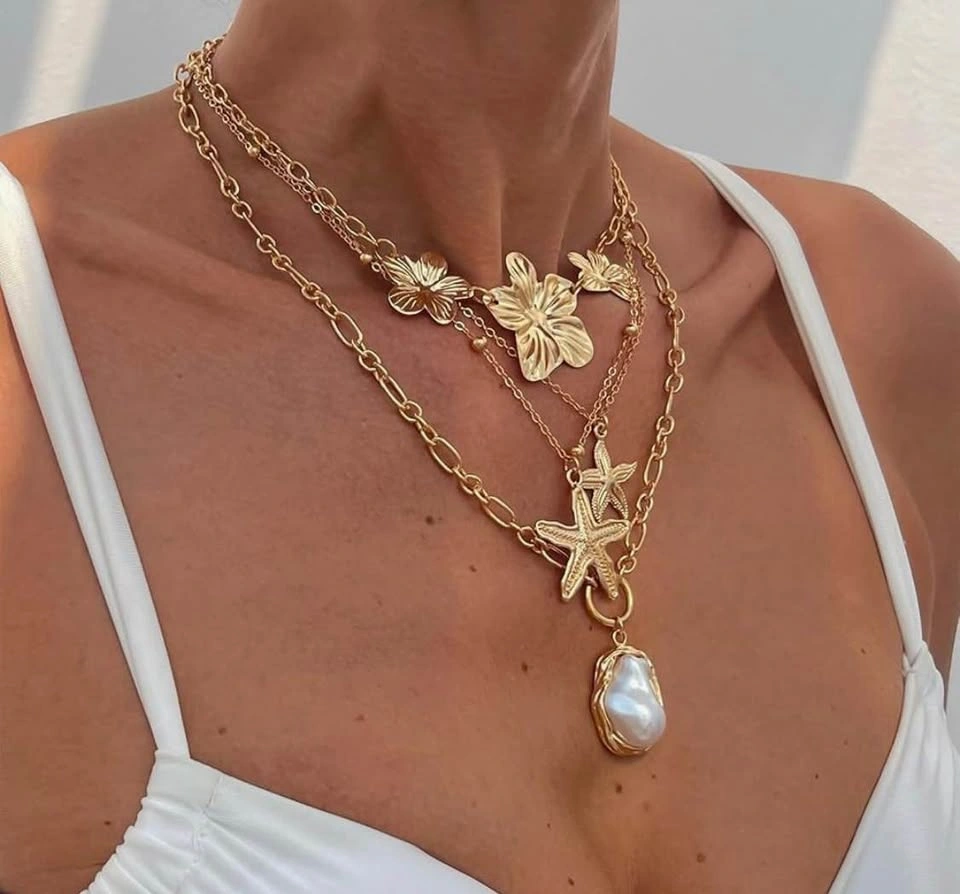 Floral & Starfish Layered Necklace – Blessed Vibe Strings - photo 4