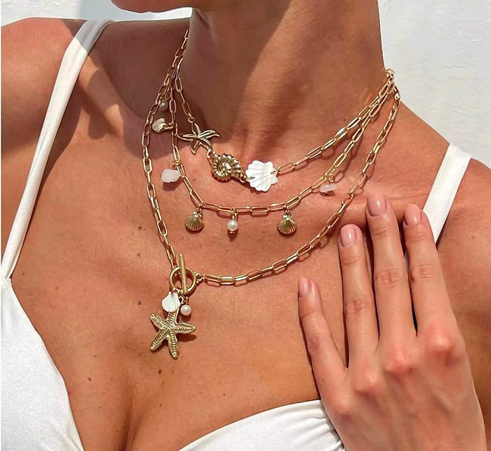 Ocean Charm Layered Necklace – Blessed Vibe Strings