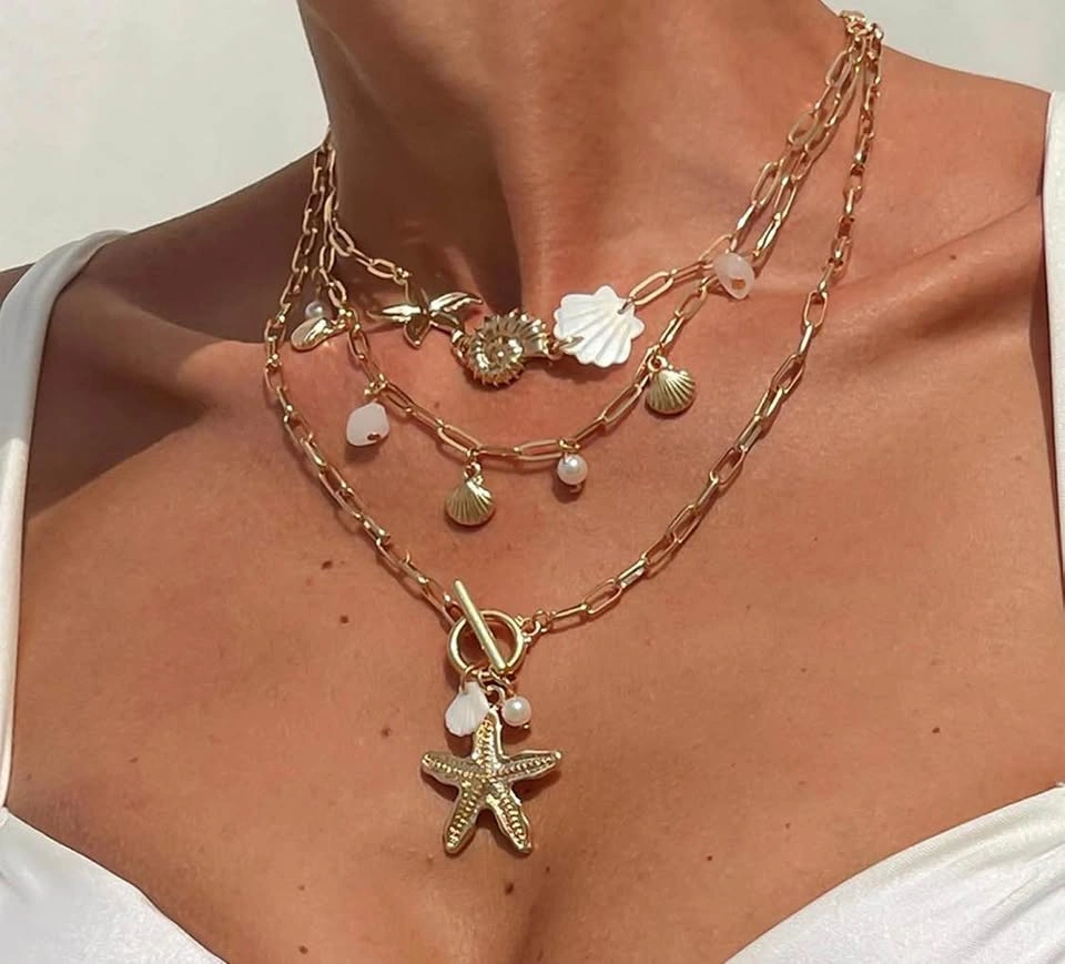 Ocean Charm Layered Necklace – Blessed Vibe Strings - photo 2