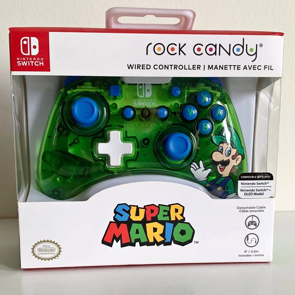Rock Candy Wired Controller for Nintendo Switch, Luigi Lime NEW