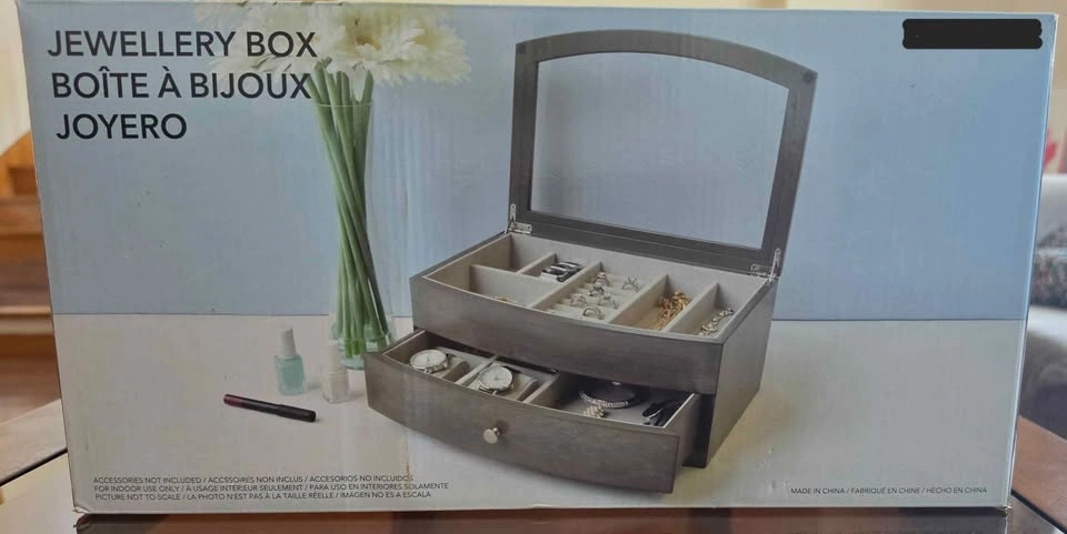 Jewellery Box with Glass Lid and Drawer - photo 2