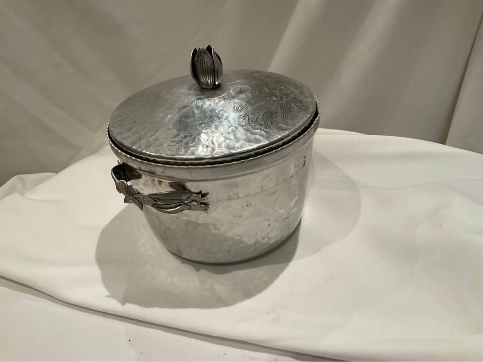 Vintage MCM Rodney Kent Hammered Aluminium Ice Bucket 1950’s - photo 2
