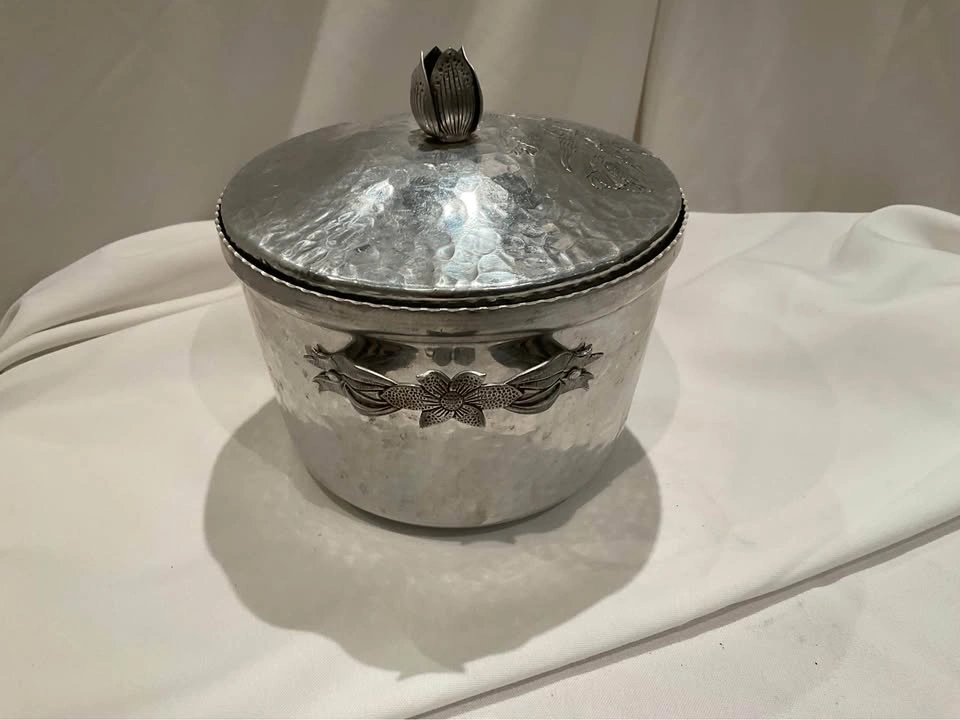 Vintage MCM Rodney Kent Hammered Aluminium Ice Bucket 1950’s - photo 3