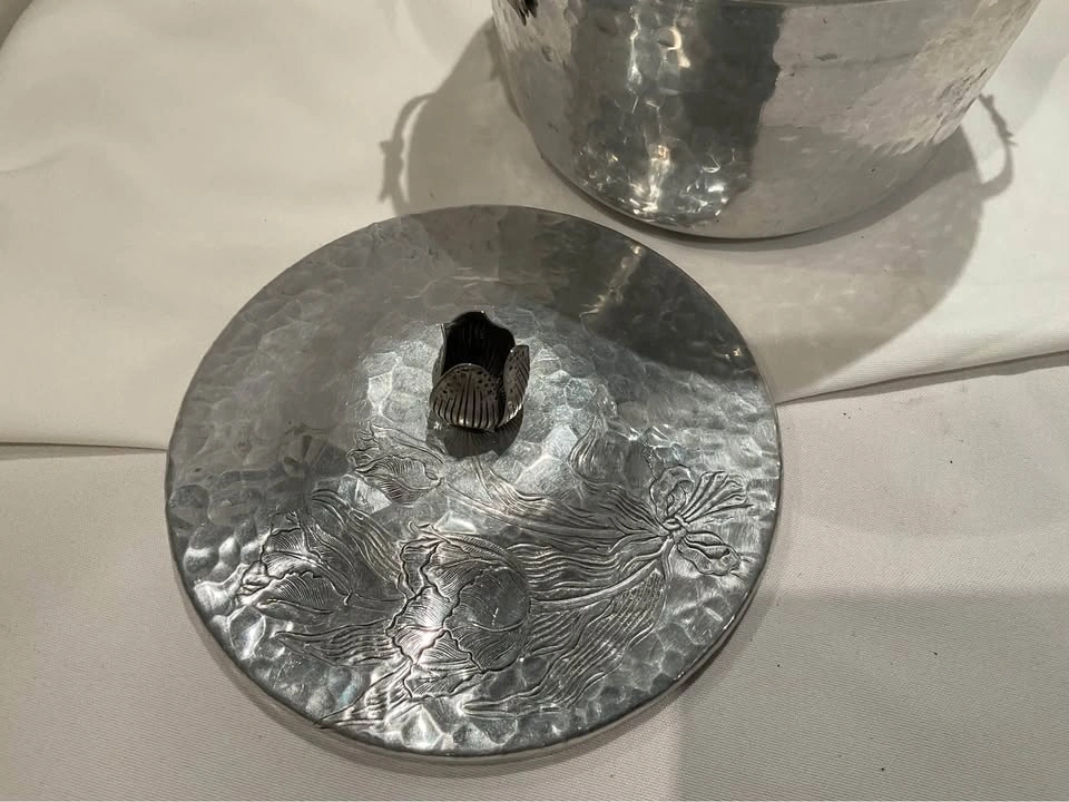 Vintage MCM Rodney Kent Hammered Aluminium Ice Bucket 1950’s - photo 5
