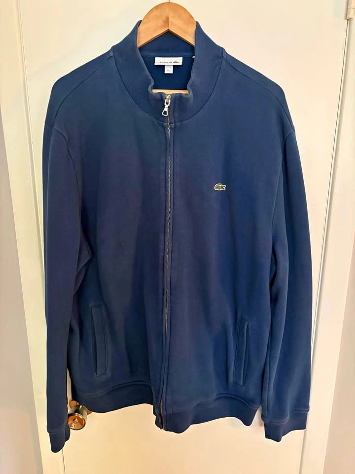 Vintage Lacoste Full-Zip Piqué Track Jacket - Navy Blue - 2XL