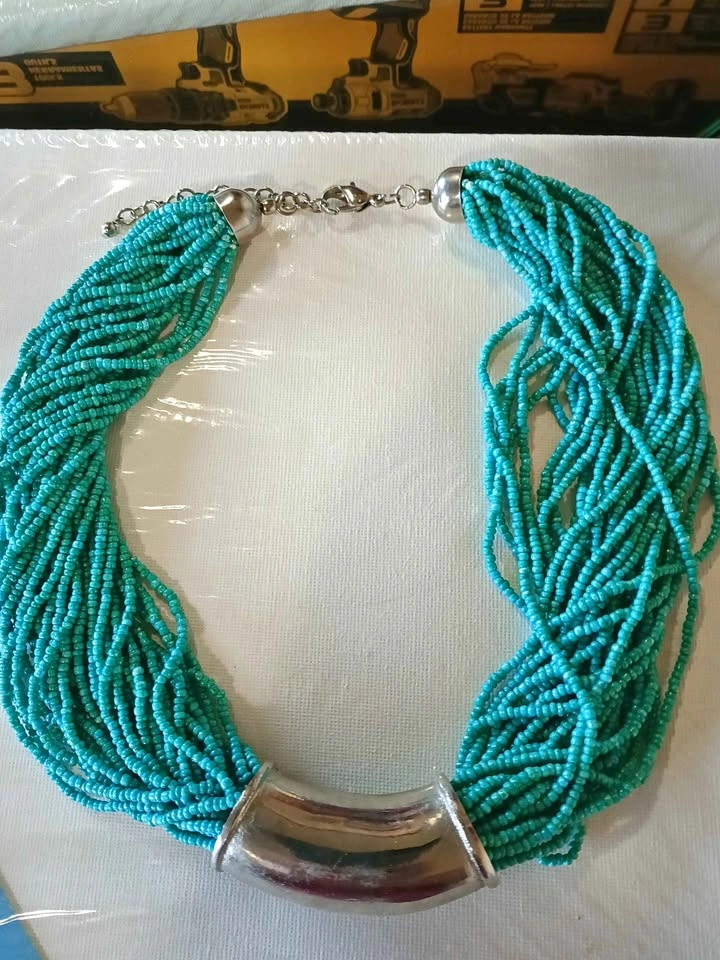 Turquoise Multi-Strand Beaded Statement Necklace – Jamaica