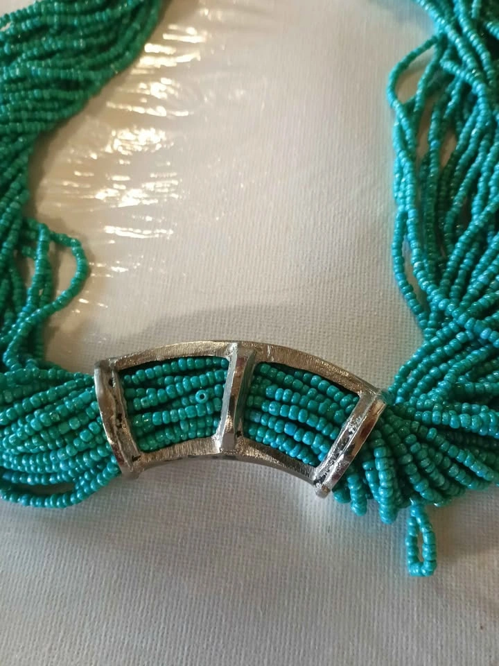 Turquoise Multi-Strand Beaded Statement Necklace – Jamaica - photo 2