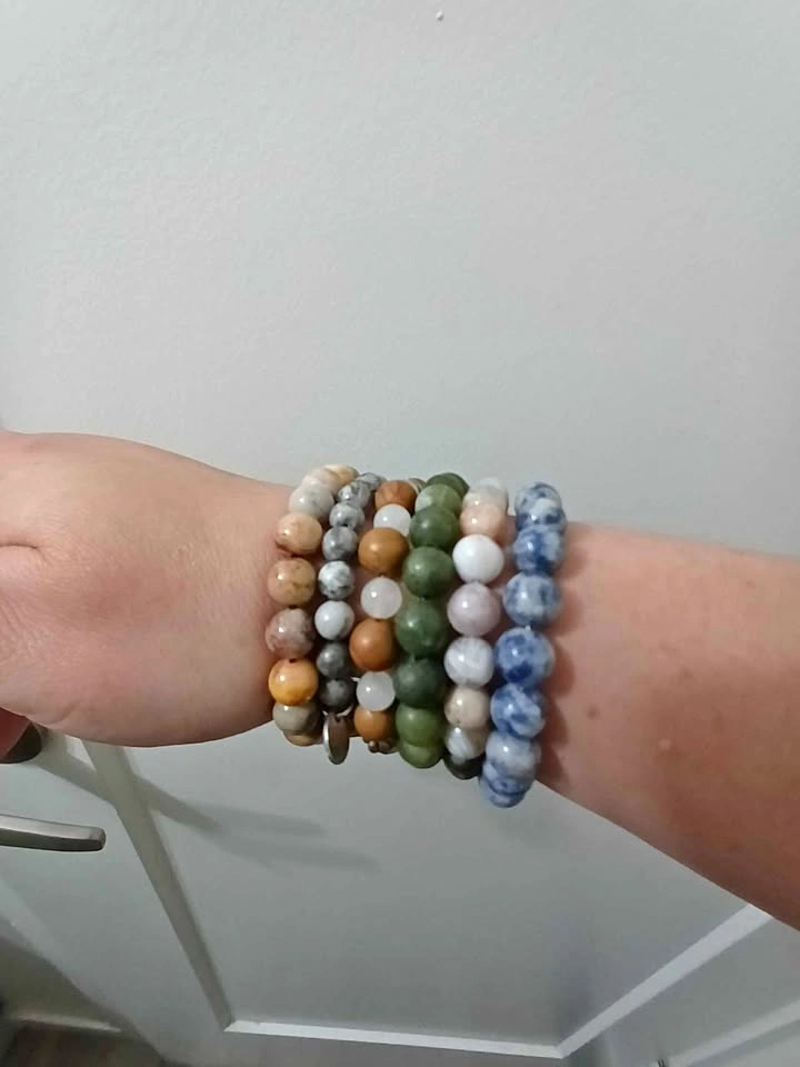 Set of 7 Mixed Beaded Stretch Bracelets Boho Stack