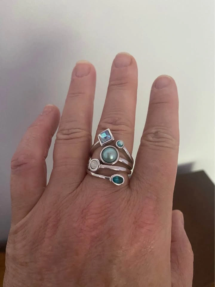 Lia Sophia Multi-Band Ring with Blue and Green Stones - photo 3
