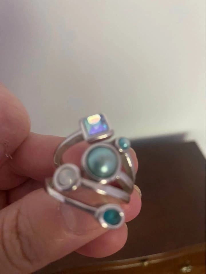 Lia Sophia Multi-Band Ring with Blue and Green Stones - photo 5