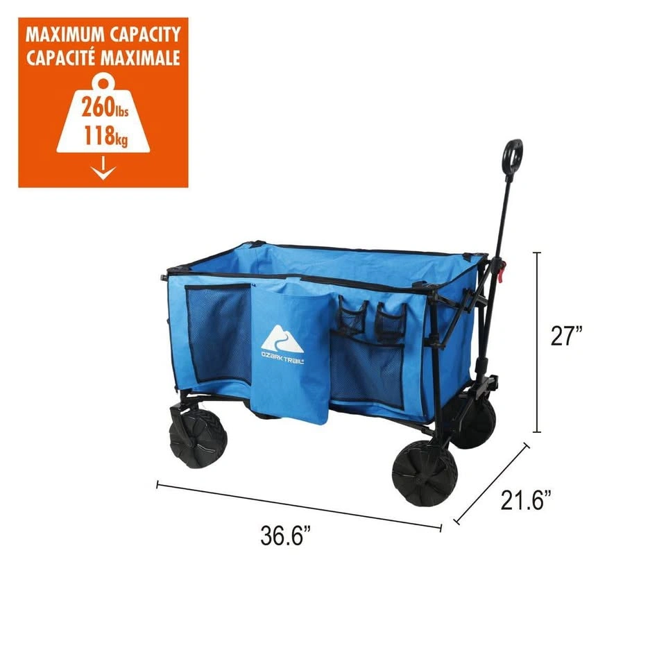 Ozark Trail All-Terrain Big Bucket Cart Wagon, Blue - photo 2