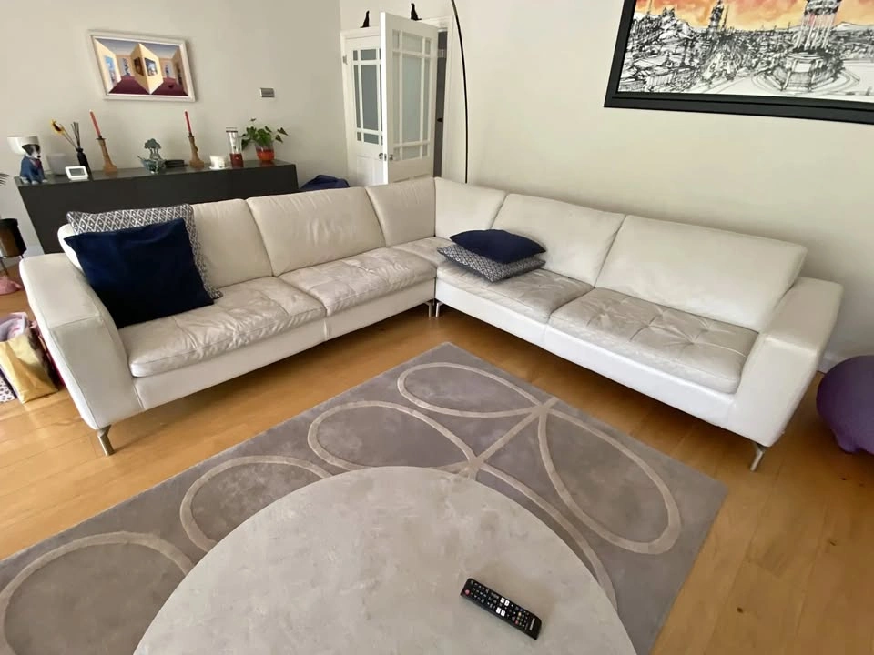 Natuzzi White Leather 2 Piece Sectional