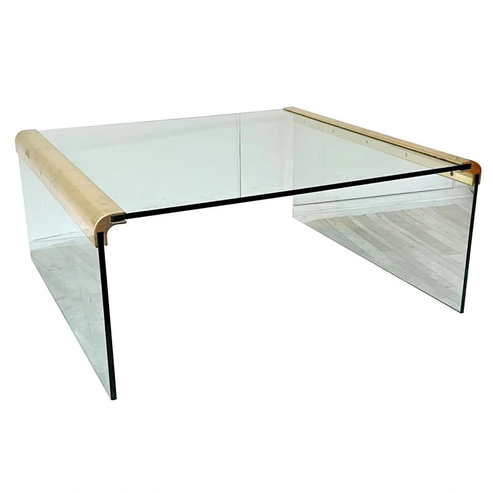 Leon Rosen 70s Glass Waterfall Coffee Table
