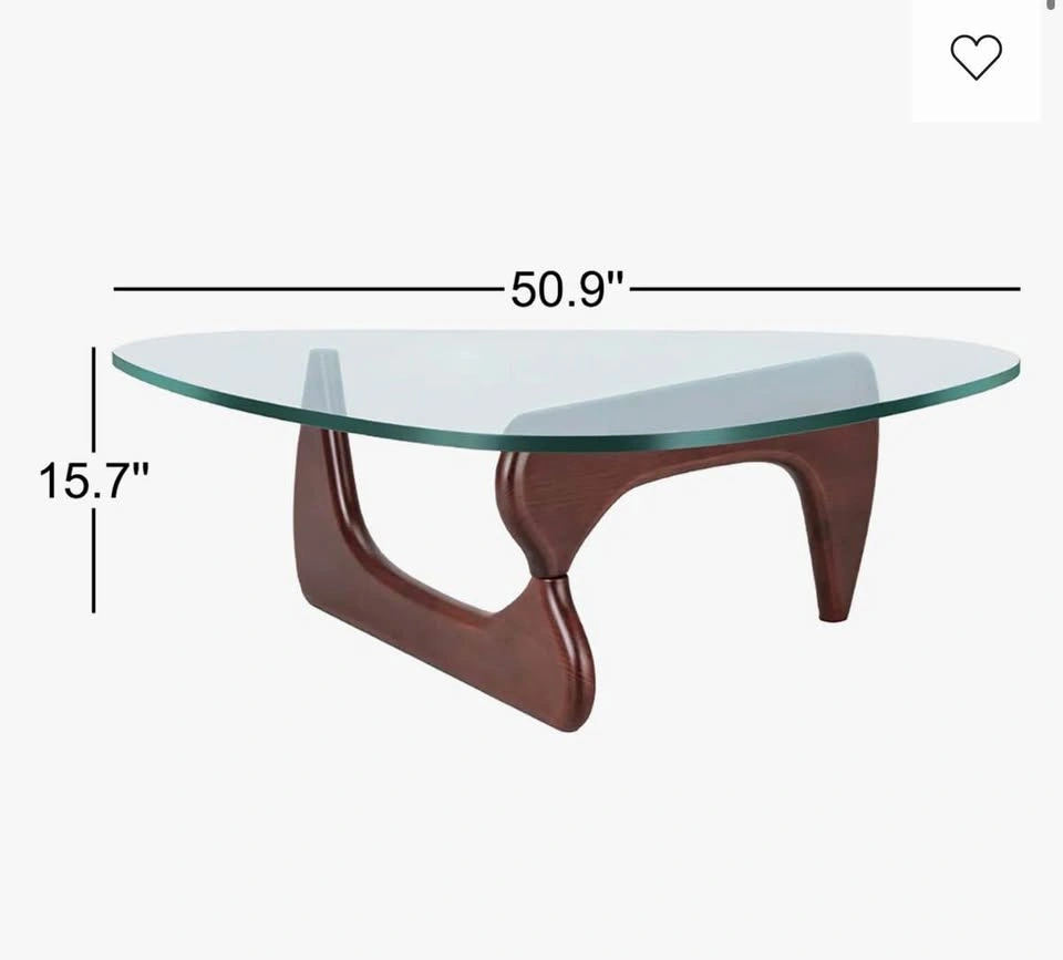 Triangle Glass Coffee Table with Wooden Base - photo 3
