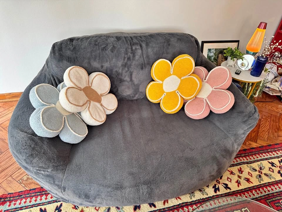 Comfy Grey Beanbag Loveseat Couch