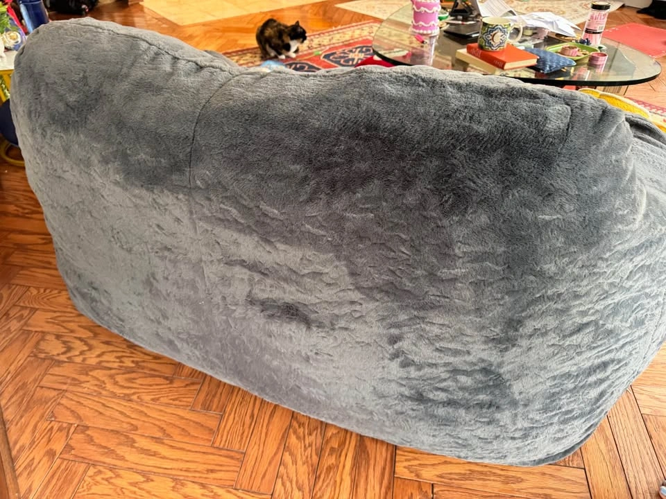 Comfy Grey Beanbag Loveseat Couch - photo 5