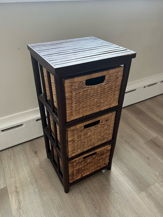 3 drawer wicker storage cabinet