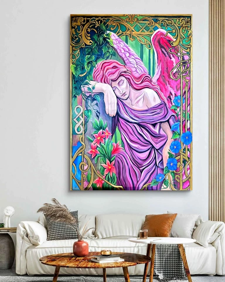 ACRYLIC PAINTING ANGEL ROMANTIC
