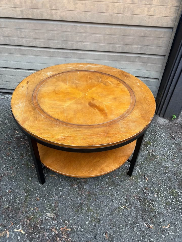 Round Wood and Metal Coffee Table ⚽️ - photo 2