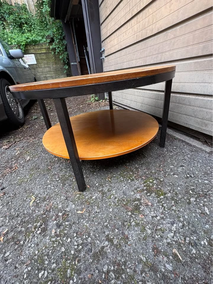 Round Wood and Metal Coffee Table ⚽️ - photo 3