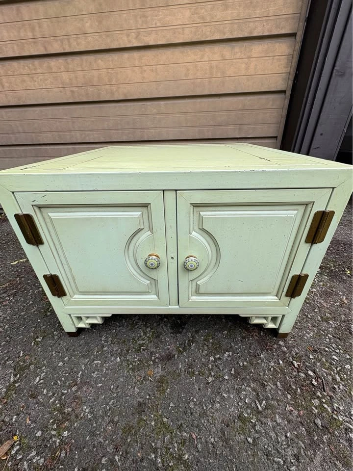 Vintage Chinoiserie Green Table With Cabinet ⚽️ - photo 3